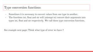 Introduction to Python Values, Variables Data Types Chapter 2 | PPT