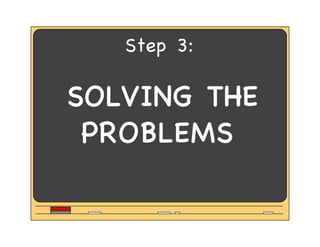 Step 3:

SOLVING THE
 PROBLEMS