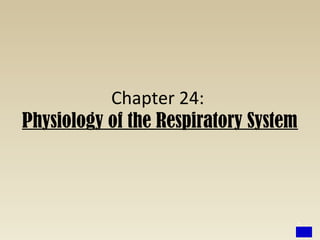 Chapter 24:
Physiology of the Respiratory System

1

 