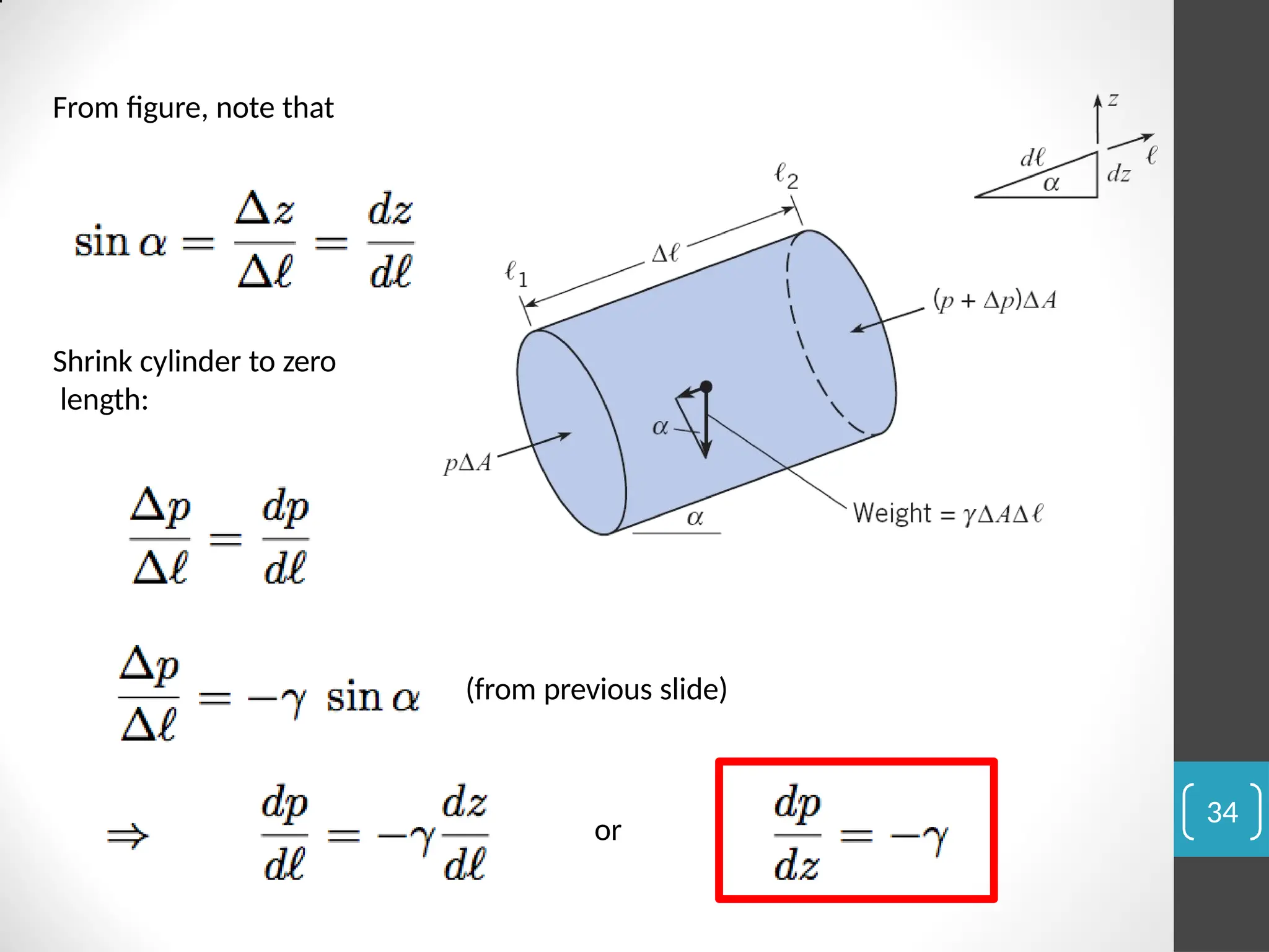 From figure, note that
Shrink cylinder to zero
length:
(from previous slide)
34
or
 