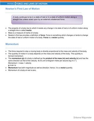 CBSE Grade 9 Science (Physics) Ch 2 Force and Laws of Motion Notes | PDF