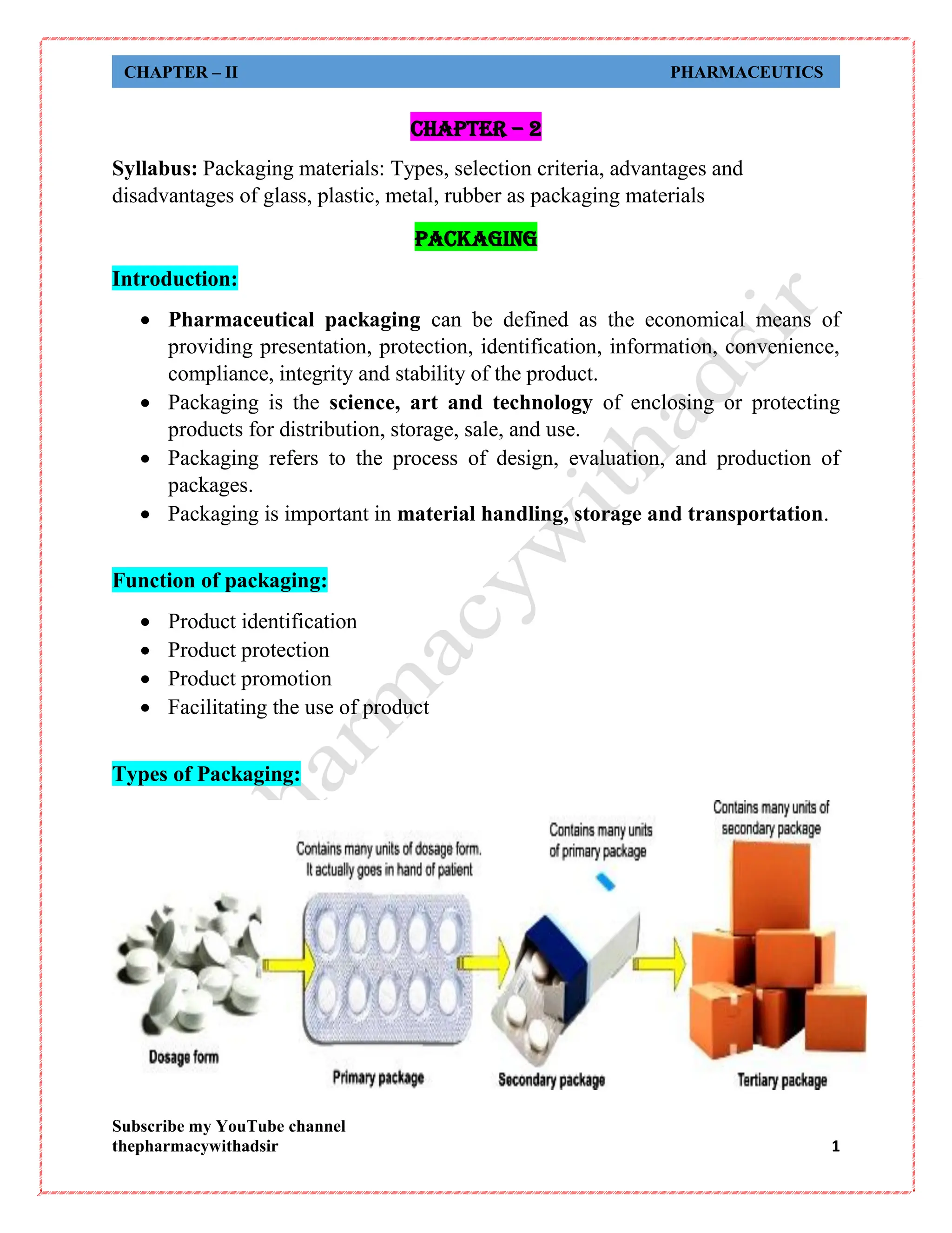 Packaging Material In Pharmacy Pharmaceutics Pdf