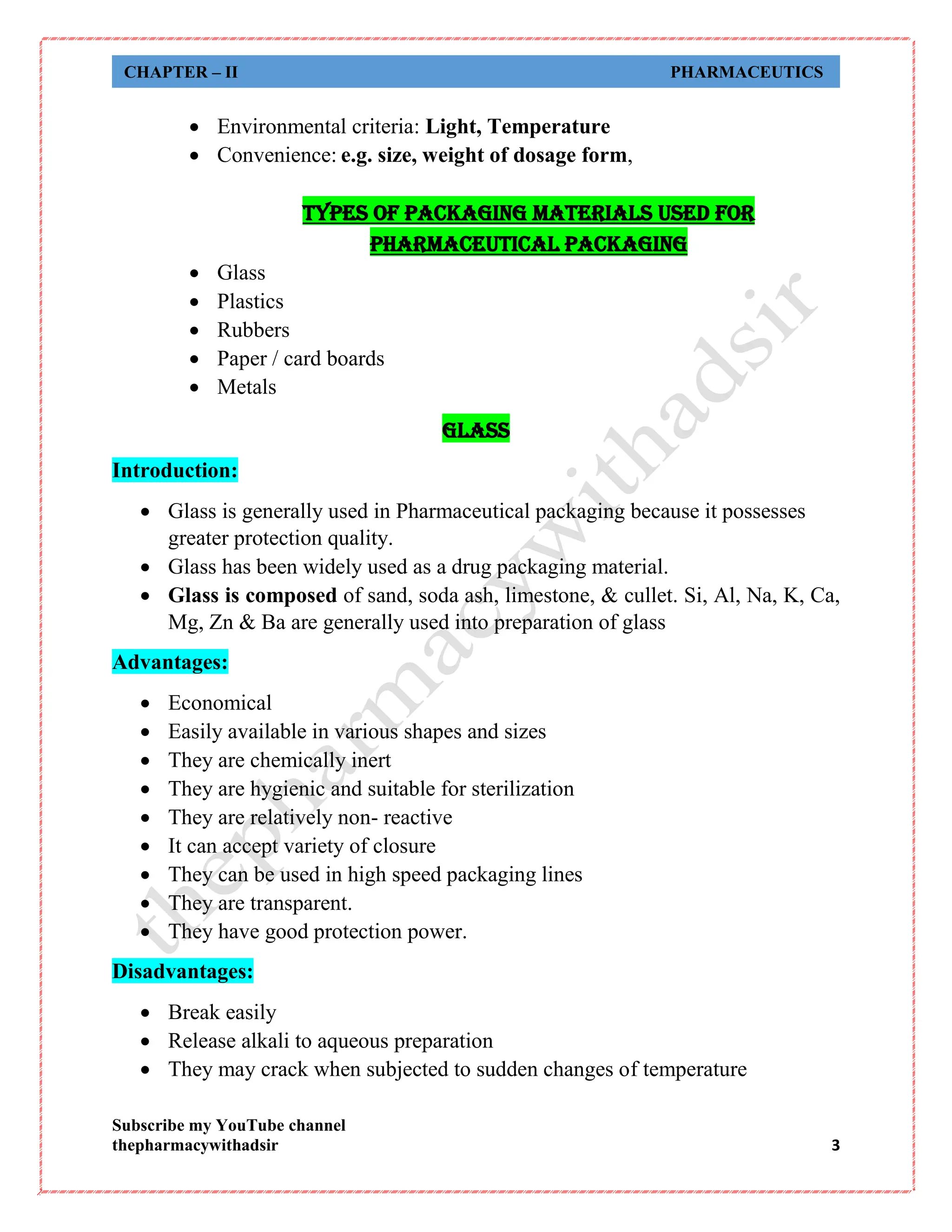Packaging Material In Pharmacy Pharmaceutics Pdf