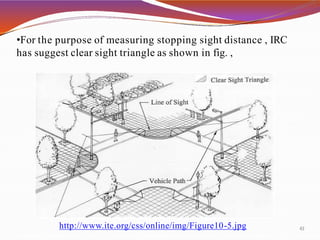 Safe Sight Distance Triangle Chapter 2 Road geometrics | PPTX