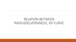 RELATION BETWEEN
RADIUS(R),VERSINE(V), OF CURVE
 