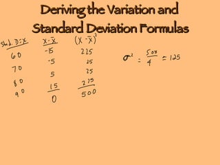 Deriving the Variation and  Standard Deviation Formulas 