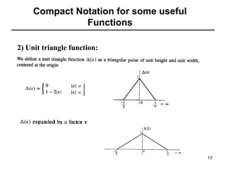Compact Notation for some useful
Functions
2) Unit triangle function:

17

 