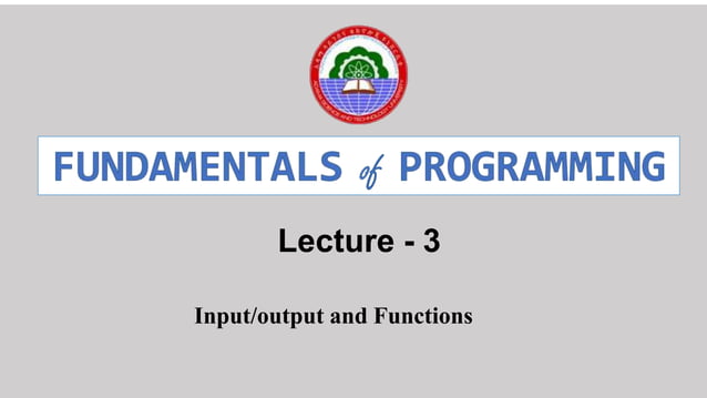 Fundamental of programming Fundamental of programming | PPT