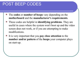 Post Beep Chapter 3 Motherboard and BIOS | PPT