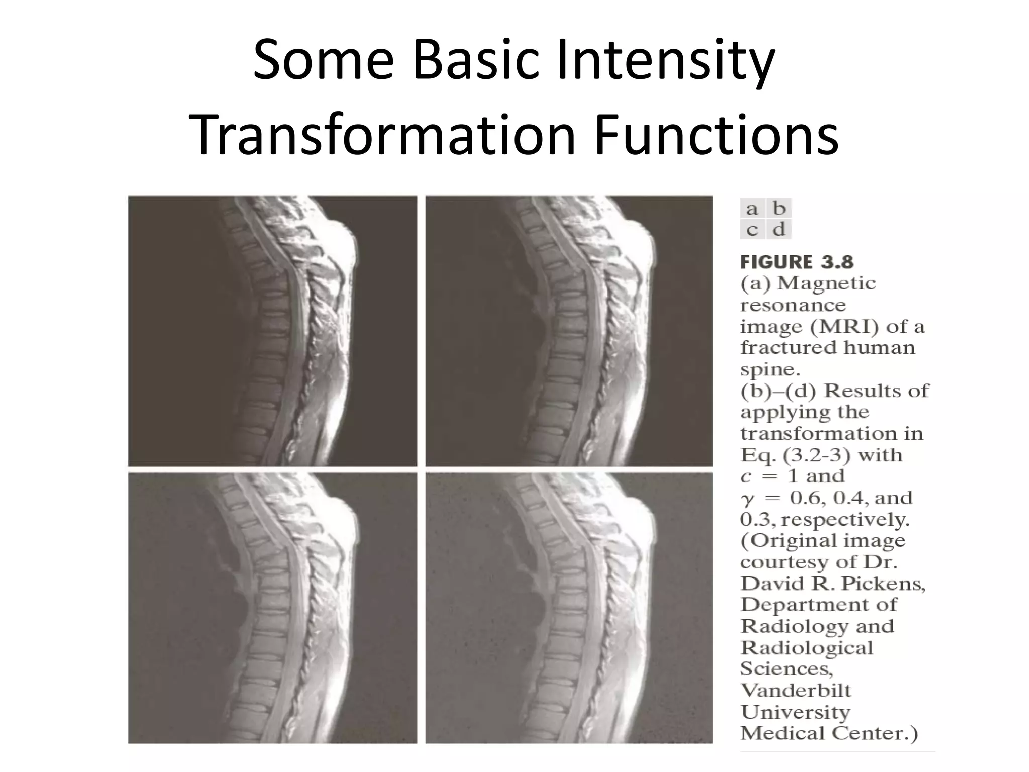 Some Basic Intensity
Transformation Functions
 