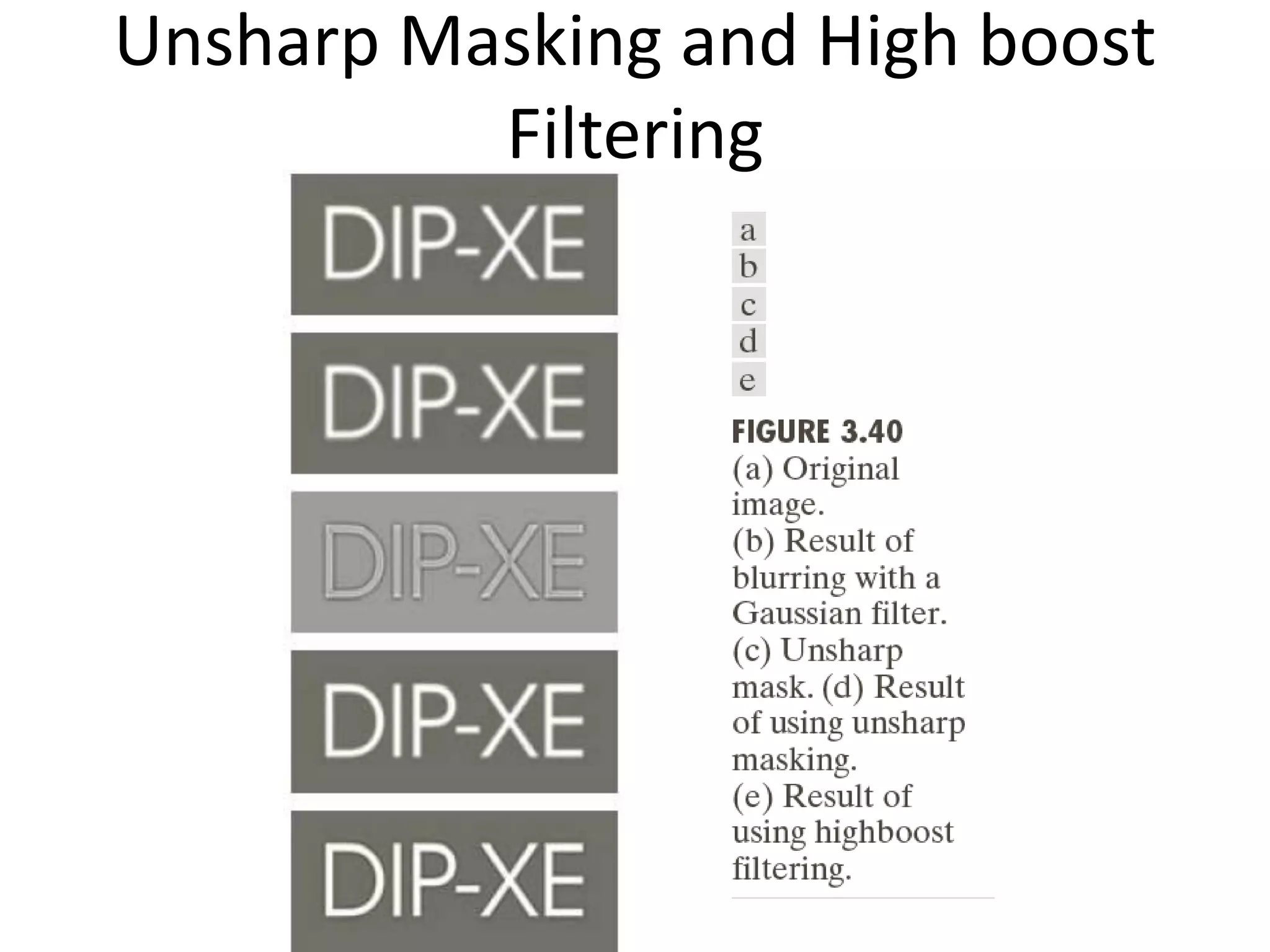 Unsharp Masking and High boost
Filtering
 