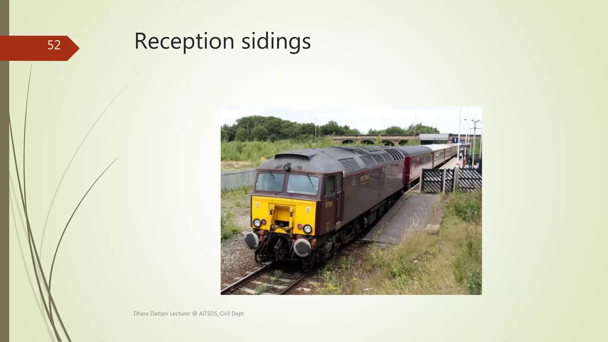 Reception sidings
Dhara Dattani Lecturer @ AITSDS_Civil Dept
52
 