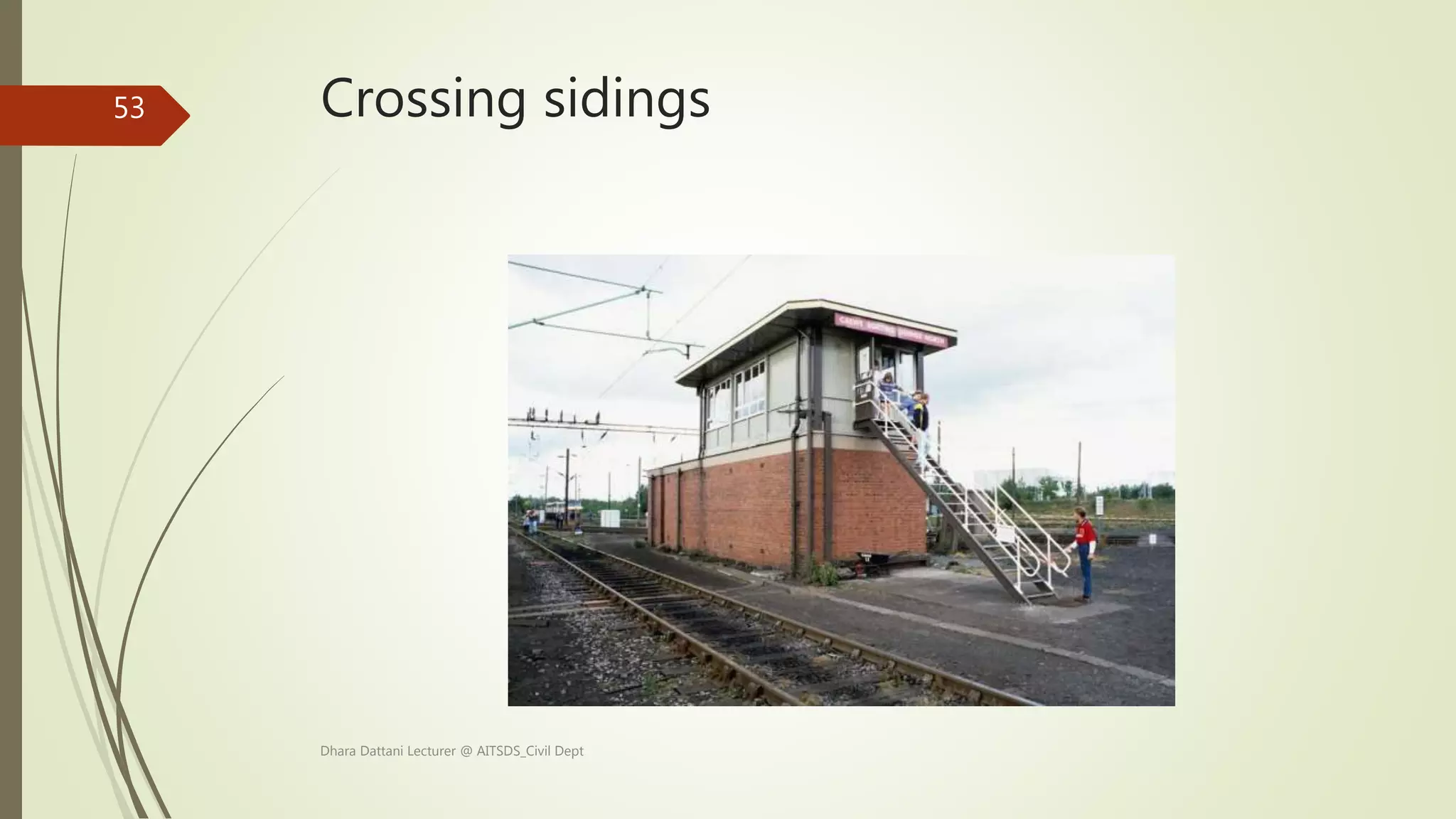 Crossing sidings
Dhara Dattani Lecturer @ AITSDS_Civil Dept
53
 