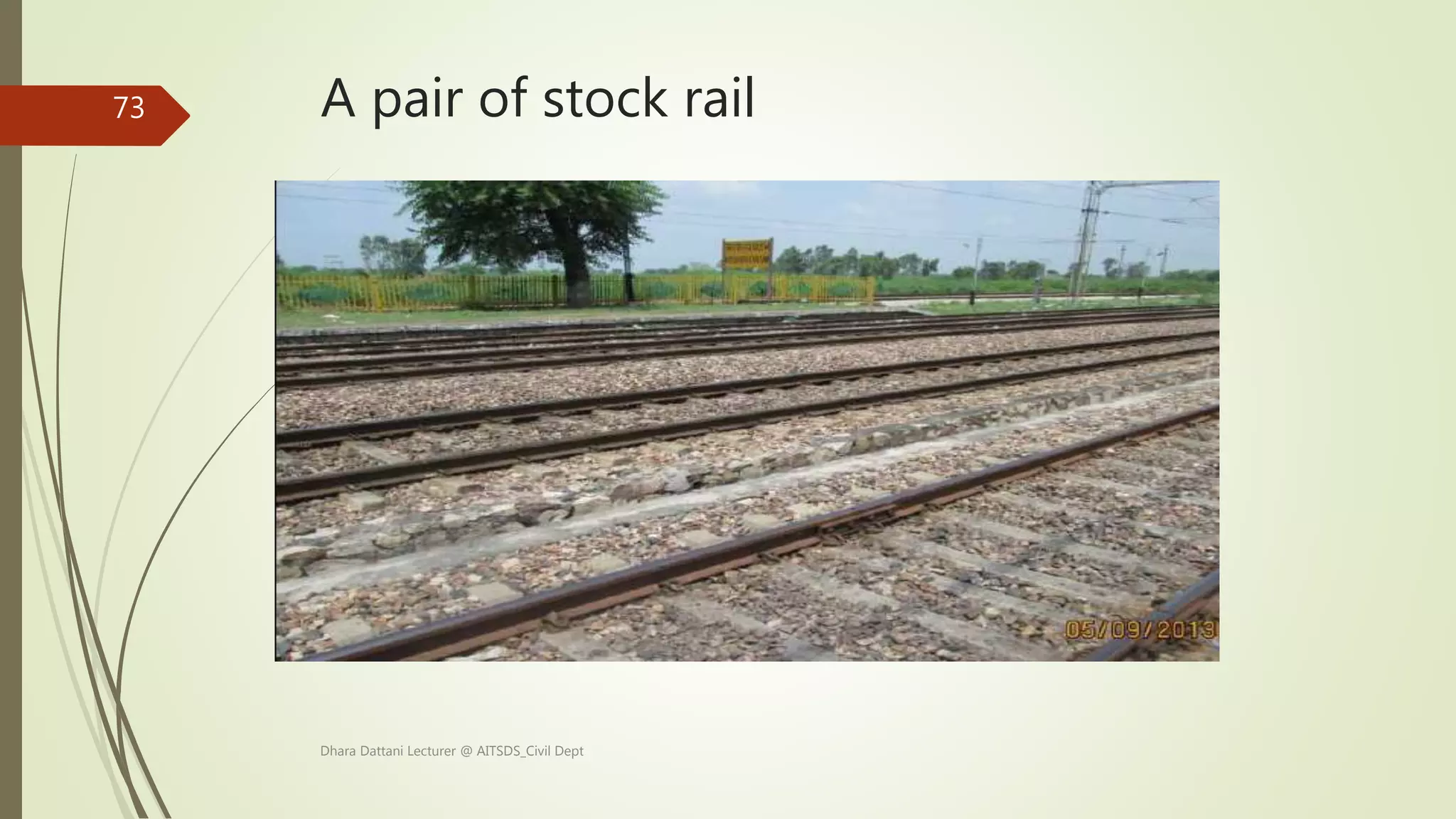 A pair of stock rail
Dhara Dattani Lecturer @ AITSDS_Civil Dept
73
 