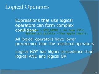 Control Logic Operators Selection Control Structures | PPT