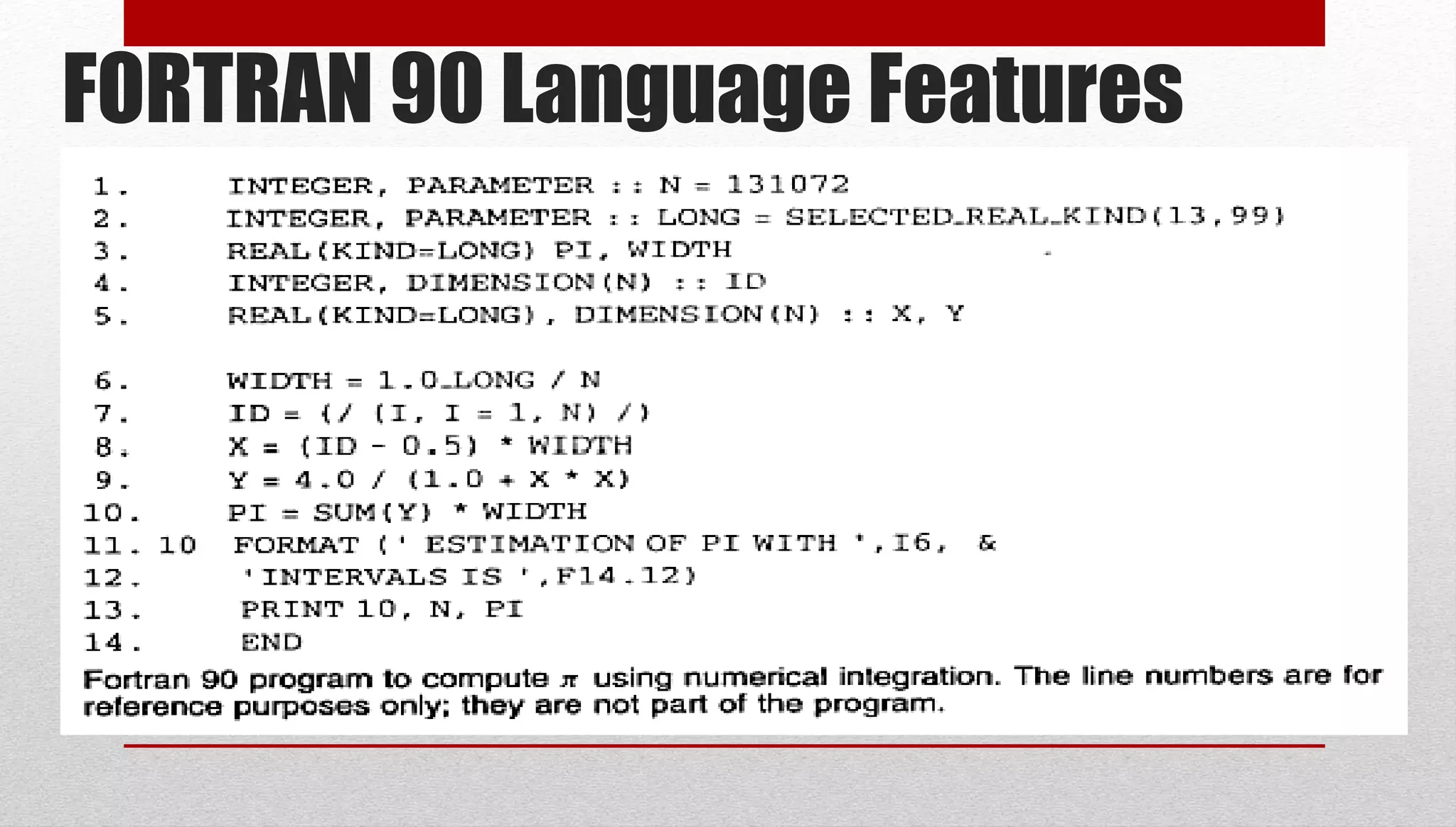 FORTRAN 90 Language Features 