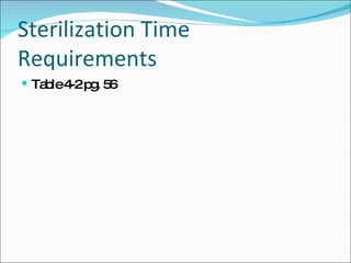 Sterilization Time Requirements Table 4-2 pg. 56 