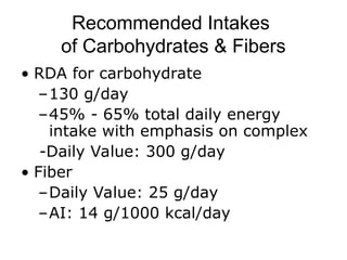 Carbohydrates Rdi Chapter-4-CARBOHYDRATES midterm college1 | PPT