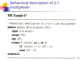 62
Behavioral description of 2-1
multiplexer
 