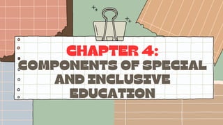 CHAPTER 4:
COMPONENTS OF SPECIAL
AND INCLUSIVE
EDUCATION
 