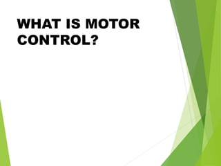 WHAT IS MOTOR
CONTROL?
 