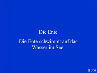 Die Ente Die Ente schwimmt auf das Wasser im See. B 500 