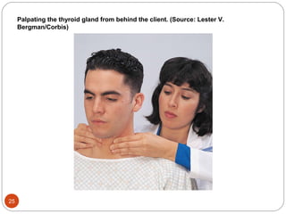 Palpating the thyroid gland from behind the client. (Source: Lester V.
Bergman/Corbis)
25
 