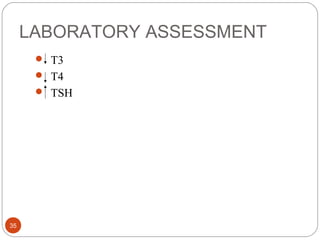 LABORATORY ASSESSMENT
 T3
 T4
 TSH
35
 