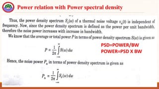 Power relation with Power spectral density
PSD=POWER/BW
POWER=PSD X BW
 