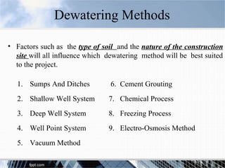 Chapter 4 control of ground water in excavations | PPT