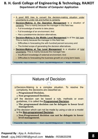 Chapter 14 Decision Analysis Decision Making Many Decision