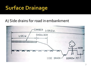 A) Side drains for road inembankment
-
7
 