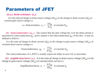 Parameters of JFET
(i) a.c. drain resistance (rd ).
 