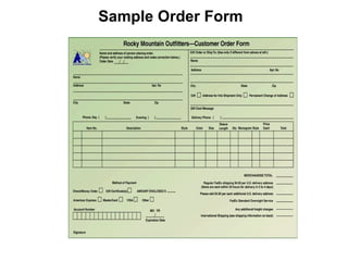 บทที่  3 Phase 2 :Systems Analysis – Determining Requirement   Sample Order Form 