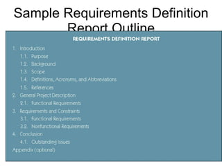 Sample Requirements Definition Report Outline 