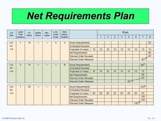Net Requirements Plan 