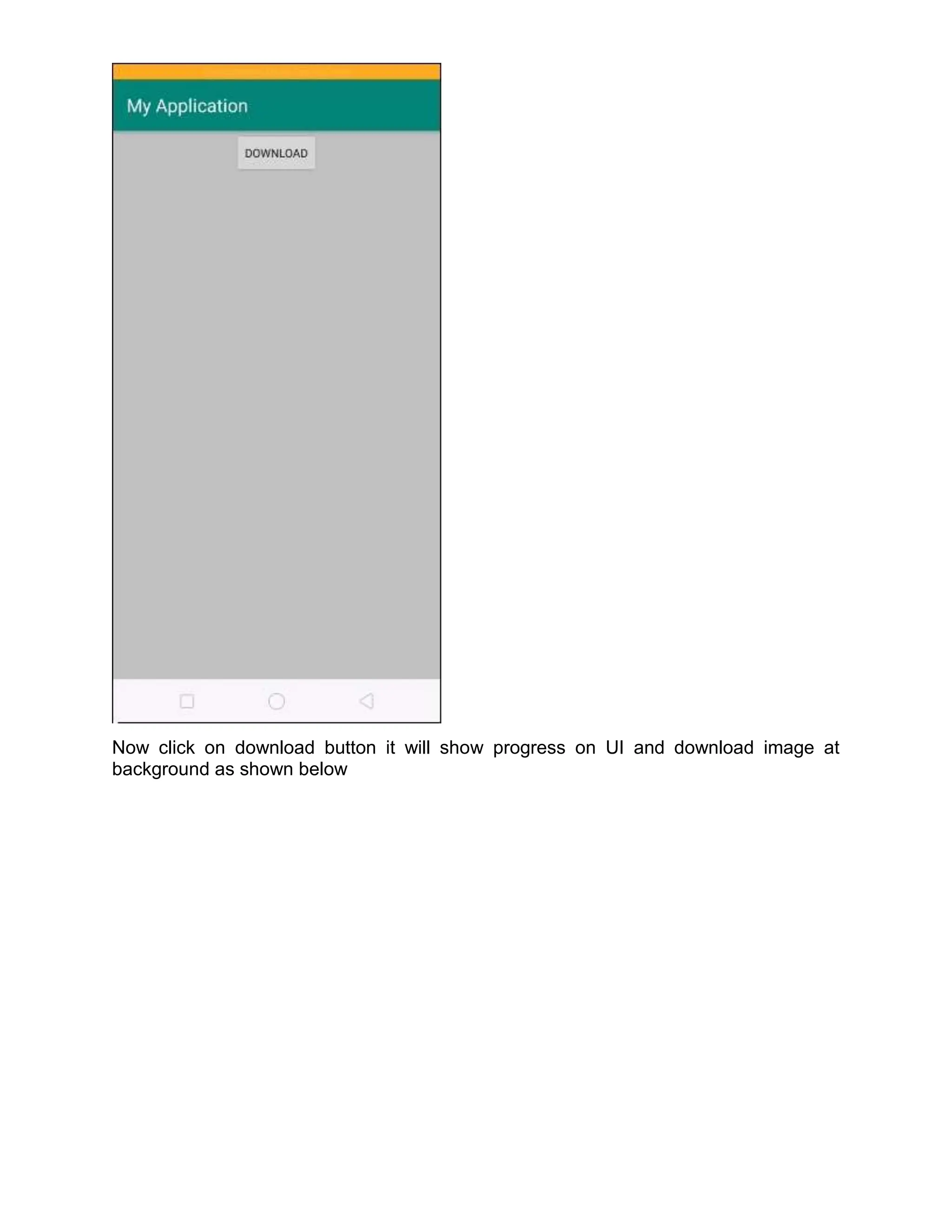 Now click on download button it will show progress on UI and download image at background as shown below 