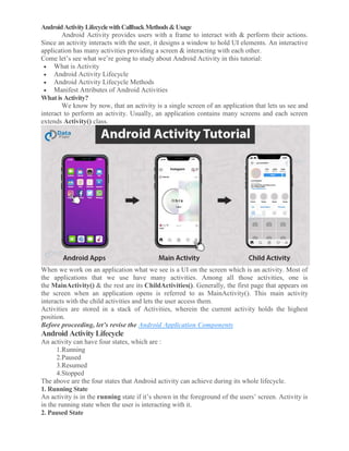 Android Application Components with Implementation & Examples | DOCX