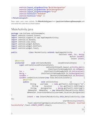Android Application Components with Implementation & Examples | DOCX