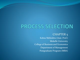 CHAPTER 5
Kahsu Mebrahtu (Asst. Prof.)
Mekelle University
College of Business and Economics
Department of Management
Postgraduate Program (MBA)
 