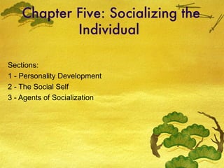 Chapter Five: Socializing the Individual  Sections: 1 - Personality Development 2 - The Social Self 3 - Agents of Socialization 