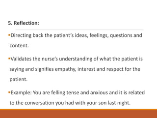 Patient Reflection Therapeutic communication and nurse - patient relationship | PPTX