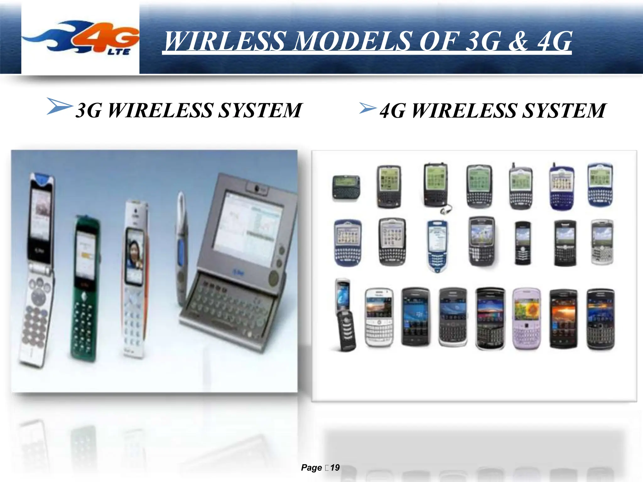 LOGO
➢3G WIRELESS SYSTEM ➢4G WIRELESS SYSTEM
WIRLESS MODELS OF 3G & 4G
Page 19
 