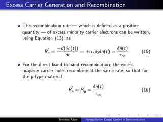 Nonequilibrium Excess Carriers in Semiconductors | PDF