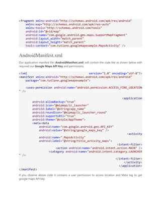 Location Based Services Android Google Maps API with Examples | PDF