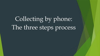 Collecting by phone:
The three steps process
 