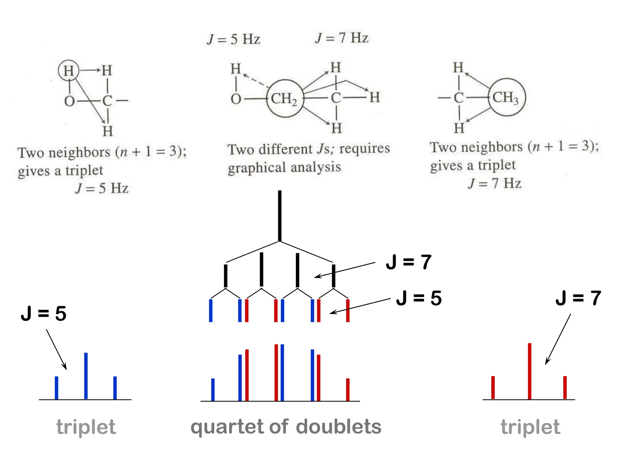 quartet of doublets
J = 7
J = 5
triplet triplet
J = 7
J = 5
 