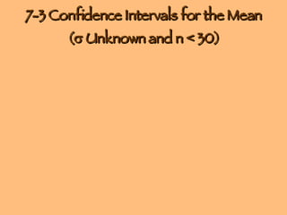 Chapter 7 – Confidence Intervals And Sample Size | PPT