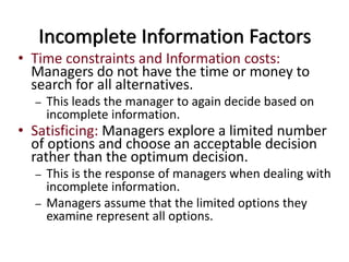 Incomplete Informaton decision making process | PPTX