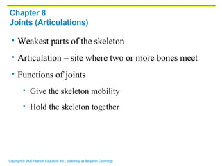 Chapter 8 Joints (Articulations) ,[object Object],[object Object],[object Object],[object Object],[object Object]